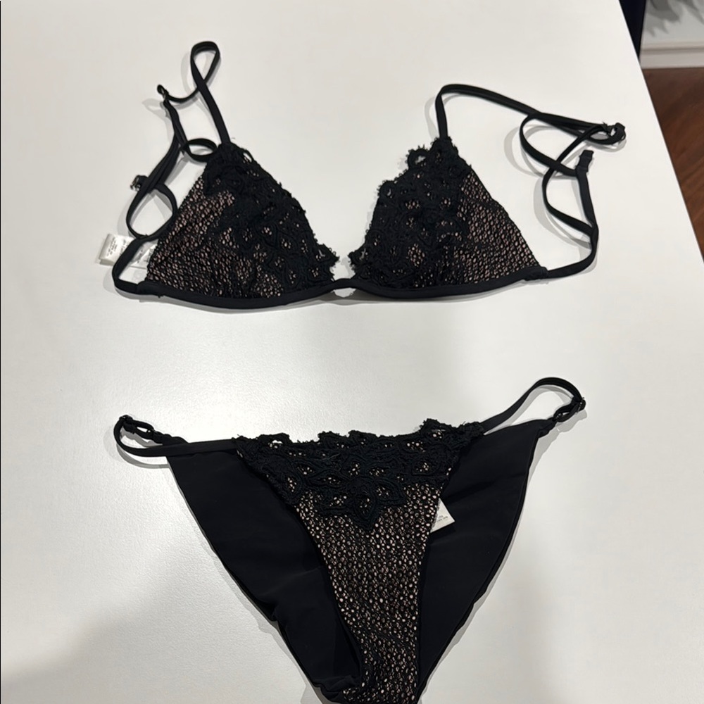 Blue Life Black Lace Bikini Set